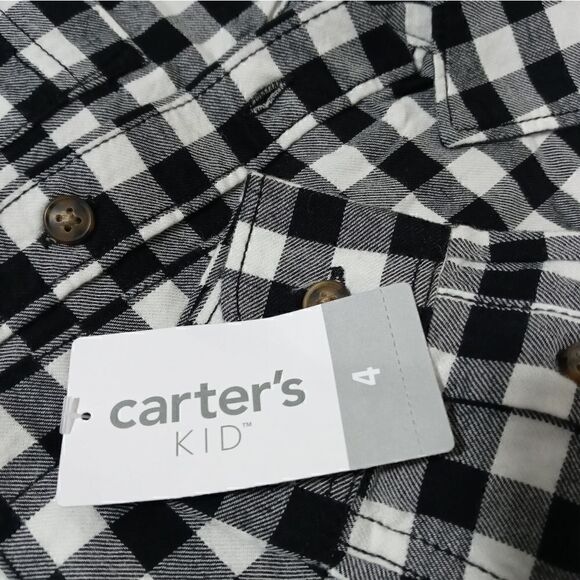 Carter's Twill Checkered Button Down Long Sleeve Shirt -Q - Picture 3 of 3